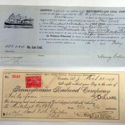 1198	PENNSYLVANIA RAILROAD AND WESTMORLAND COAL RECEIPTS
