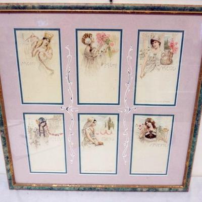 1093	FRAMED AND MATTED FRENCH CHOCOLATE MENUS, APPROXIMATELY 23 IN X 23 IN OVERALL

