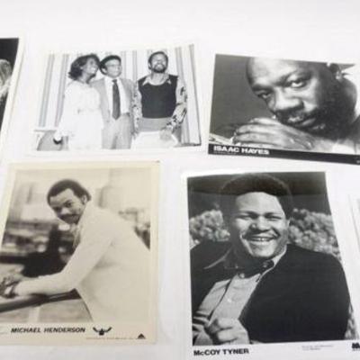 1251	8 VINTAGE R & B AND JAZZ PRESS RELEASE PHOTOS INCLUDING THE SPINNERS, ISAAC HAYES, DIONE WARWICK, THE CHECKMATES

