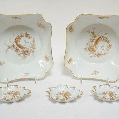 1040	CHAMART LIMOGES BOWLS & LEAF DISHES, BOWLS APPROXIMATELY 9 IN SQUARE X 3 IN HIGH
