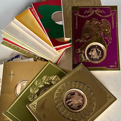 Franklin Mint Holiday Cards with Coins (17), 1970s 1980s