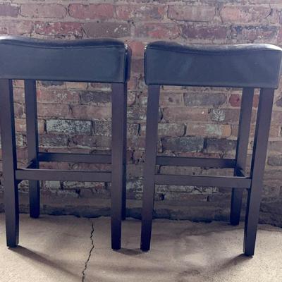 Pair Of Wooden Based Counter Stools 