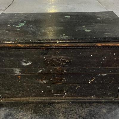 Antique Machinists Toolbox Chest (Empty) With Key