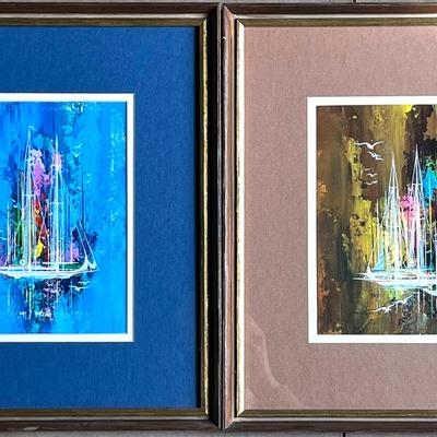 Pair of Trans Van Signed Oil on Board Sailboat Paintings