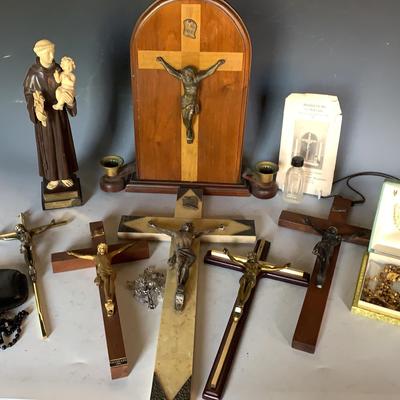 Religious Assortment with Crucifixes, Rosaries, 1/20 12K
