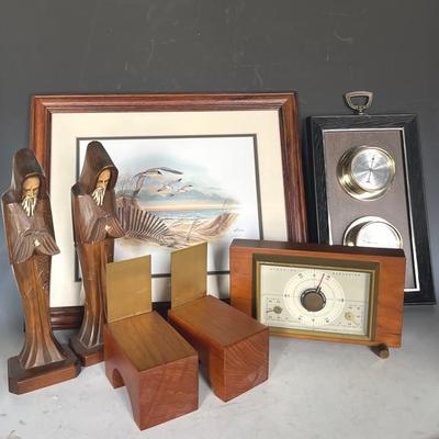 Wood Collectibles with Balke Lithograph 