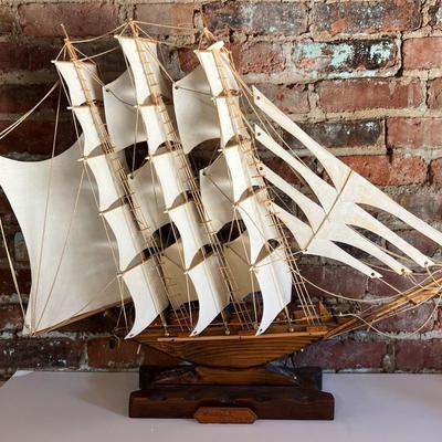 Vintage Handmade Wooden Yankee Clipper Model Ship