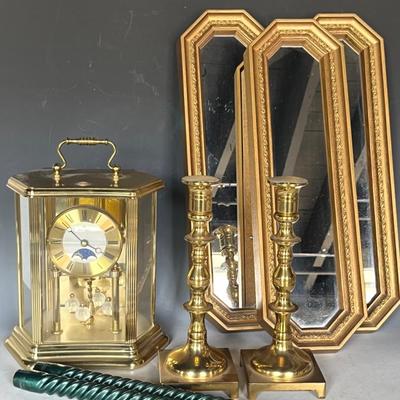 Montreux Clock, Seiden Brass Candleholders, Decorative Mirrors 