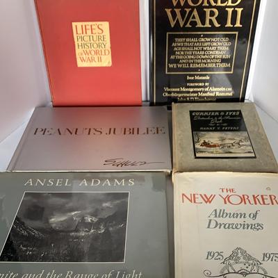 Assortment Of Coffee Table Books WWII, Ansel Adams, Currier And Ives, The New Yorker, Peanuts Jubile