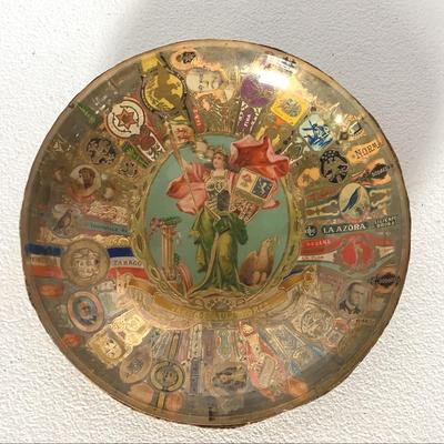 Folk Art Decoupage Cigar Band Dish