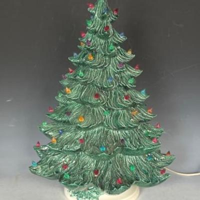 1985 Lighted Ceramic Christmas Tree, Large