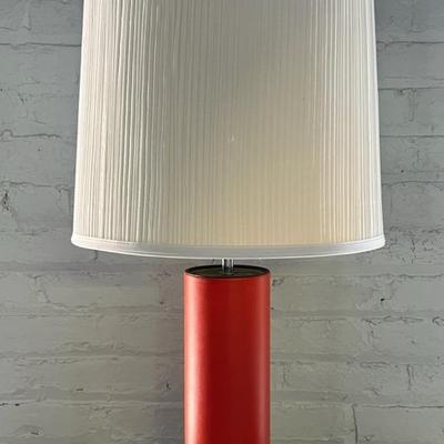 MCM Tall Orange Vinyl Table Lamp With Shade