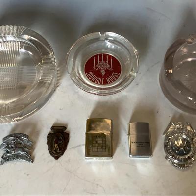 Ashtrays, Lighters And Misc Badges