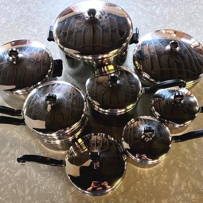 Vintage Farberware Aluminum Clad Stainless Steel Cookware Set, 17 Pieces