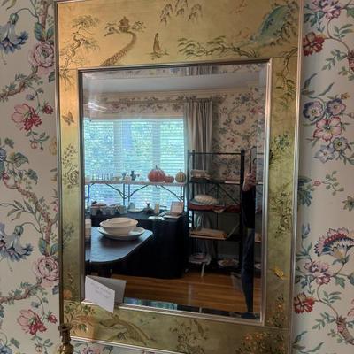 Vintage LaBarge reverse painted mirror
