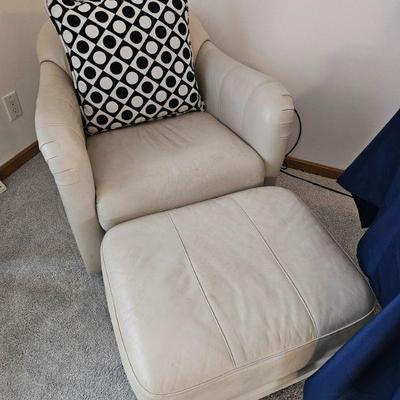 Hancock & Moore Leather Swivel Chair & Ottoman