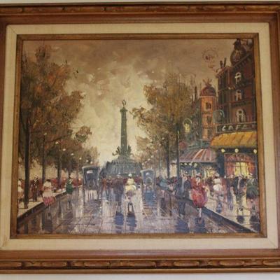 Painting Parisian Street Scene by Antoine Blanchard (French Painter) Late 19th-20th Century