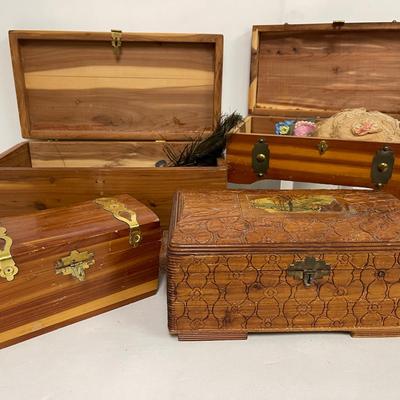 Wooden Cedar Jewelry / Trinket Boxes