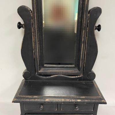 Rustic Wooden Vanity Mirror With Drawers
