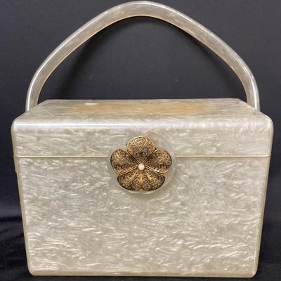 Vintage Pearl Lucite Handbag