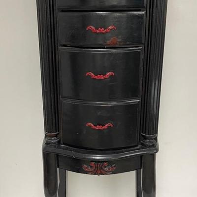 Tall Black Painted Wooden Jewelry Organizer