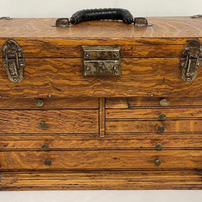 Vintage “Eagle Lock & Co.” Oak Tool Box 
