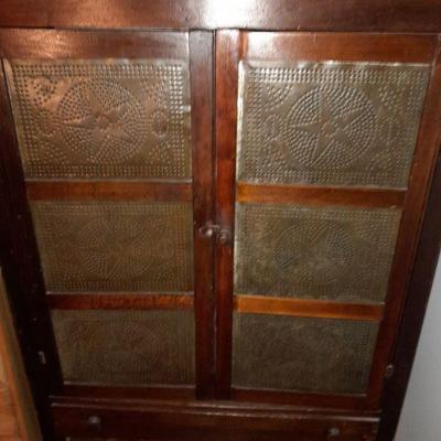 late 19th century walnut pie safe