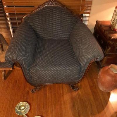 August antique wood framed sofa chair