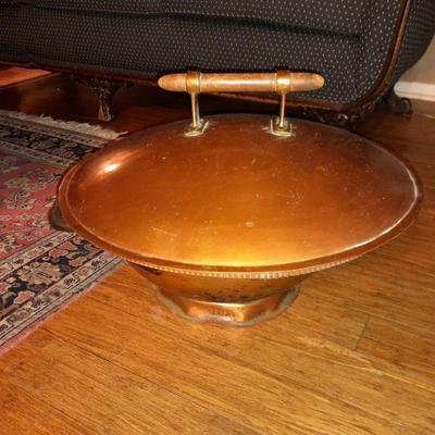 Large copper bowl and lid