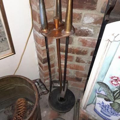 Copper fireplace tools
