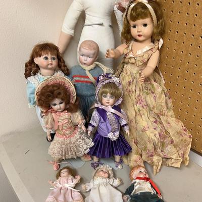 Lot Of Nine Porcelain Dolls 