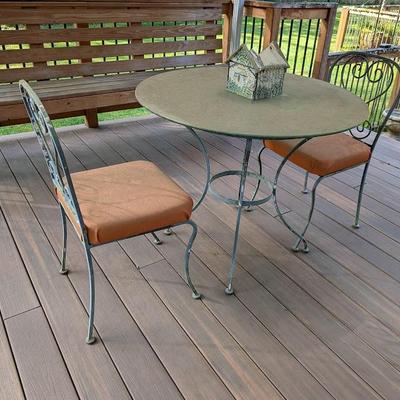 metal bistro table with chairs