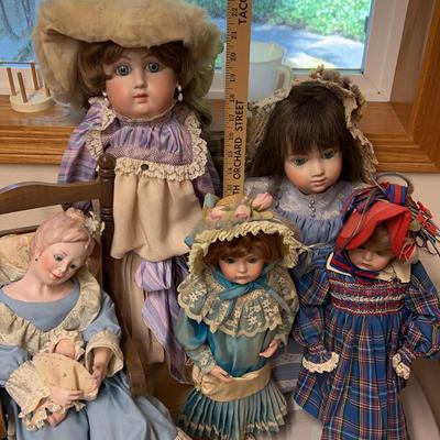 Lot Of 5 Porcelain Dolls 