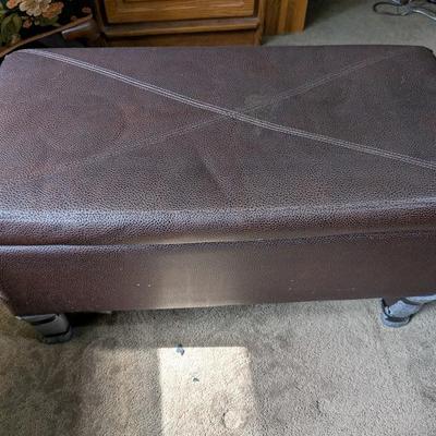Faux Leather Storage Ottoman 