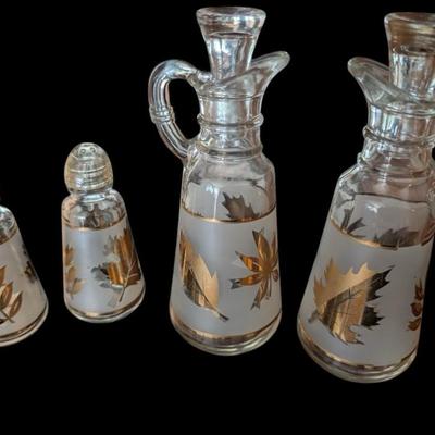 Mid Century Libbey Golden Foliage Salt and pepper shaker 
