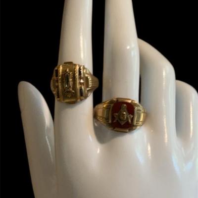 Vintage Class Ring And Freemason Ring  10k