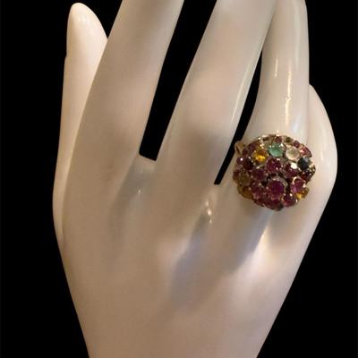 Vintage Cocktail Ring- Topaz In 14k Gold