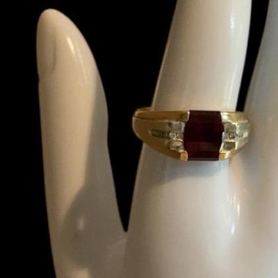 Vintage 10k, Ruby & Diamond Ring 