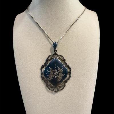 Sterling Necklace and Siam Pendant
