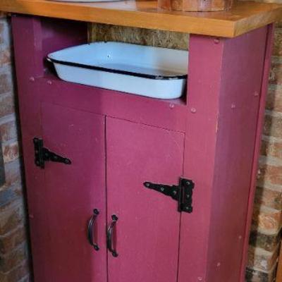 Enamelware & Red Cabinet