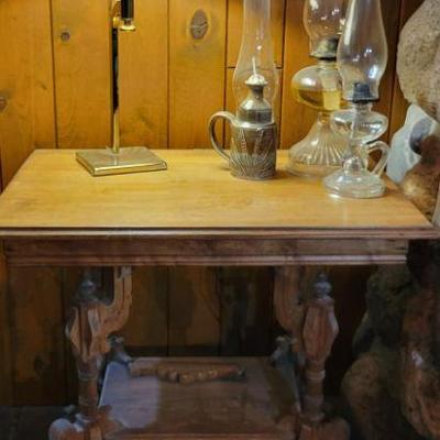 Ornate Table and Oil Lamps