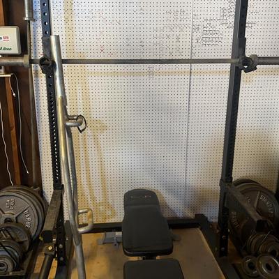 Weight Rack And Bench With Hex Bar 