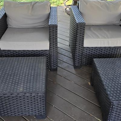 Outdoor Two Chairs And Two Footstools