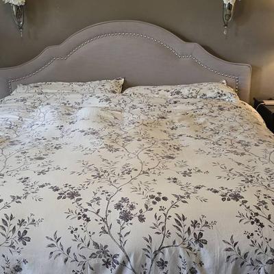 King Bed (Headboard and Mattress) With Bedside Tables And Lamps