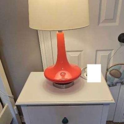 Bedside Table With Glass Lamp