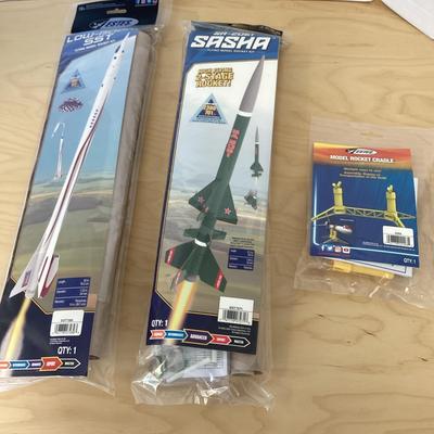 Pair Of ESTES Flying Model Rocket Kits And Cradle