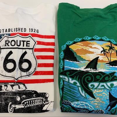 Two Crazy Shirts Hawai'i Men's XL & XXXL - Route 66 & Island Scene Long Sleeve