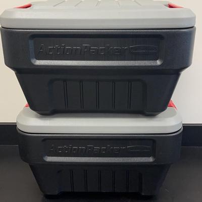 Pair of Rubbermaid 8 Gallon Action Packer Containers