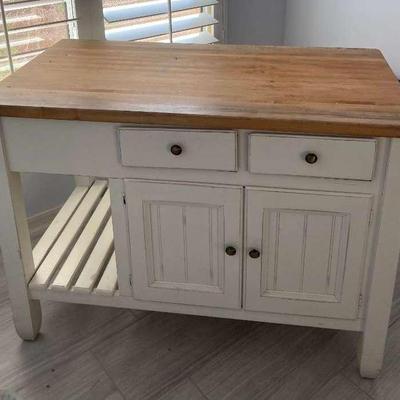 Off White Country Kitchen Island 2 Sided Storage