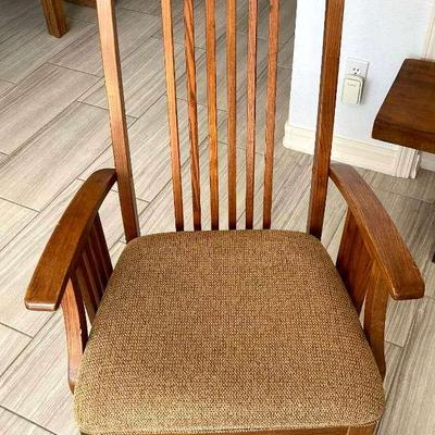 Mission Style Wooden Padded Seat Chair
